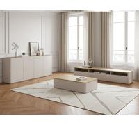 Ensemble ANYRA avec buffet 200 cm + meuble TV 200 cm + table basse avec tiroirs beige BOBOCHIC Beige