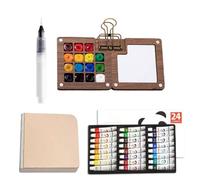 Ensemble aquarelle de poche | Kit de peinture de voyage portable - palette de poche 24 couleurs, pour peintres artistes étudiants