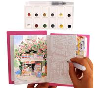 Ensemble aquarelle Matériel de dessin et de couleur pliable pour le dessin | Kit de démarrage complet de peinture à l'aquarelle pour débutants, garçons, filles, adultes, maison créative, salle de classe