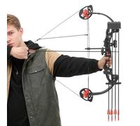 Ensemble Arc À Poulies Kit d'arc Tir l'arc avec Flèches 16-29 LB, 12 Flèches Viseur Protège-Bras Arc Poulies pour Jeunes Arc Chasse Adulte, pour Entraînement Compétition Sport Scolaire