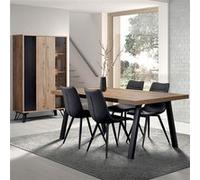 CARSON - Ensemble Argentier + Table 200cm Piètement Métal A - Altobuy Marron