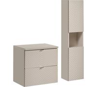 Ensemble Armoire de Salle de Bains 60 Cm Avec Plan De Travail Et Poteaux Cachemire
