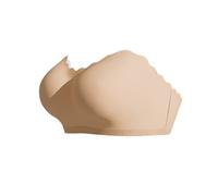 Ensemble Assiette Plate Sexy Wrap Bra Back Ribbon Gathering Strapless Anti Falling Anti Shedding Women's Lingerie Ensemble Cérémonie (Beige, S)