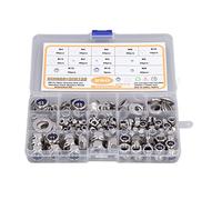 Ensemble assorti de 290 écrous à frein en nylon et de rondelles en acier inoxydable 304, écrous à frein hexagonaux M4, M5, M6, M8, M10 et M12 avec rondelles plates - kit pour
