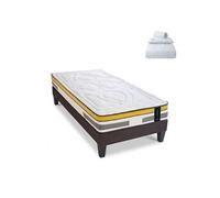 Ensemble Aubertin 80x200 cm + sommier + accessoires - Ressorts + mémoire - Ep. 24 cm