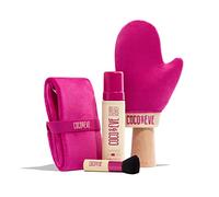 Ensemble autobronzant Coco & Eve Bali Bae (foncé). Mousse de bronzage sans soleil entièrement naturelle. Avec Bronzer, gant et applicateur dorsal pour une application et un bronzage parfaits