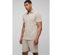 Ensemble avec chemise cintrée à manches courtes et short confort homme - ecru - XL, ecru