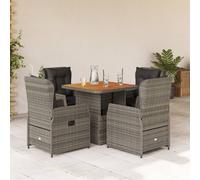 Vidaxl Ensemble À Manger De Jardin 5 Pcs Coussins Gris Résine Tressée