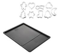 Zenker 9987650 Ensemble Plaque À Pâtisserie Extensible Avec 9 Emporte-Pièces Sur Cintre, Biscuits De Noël, Plaque, Emporte-Pièces Noël, Cloche, Sapin, Acier Inoxydable, Noir, Inox, De 5 Cm À 33 Cm