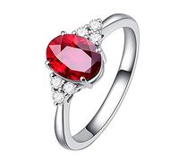 Ensemble bague rubis en or jaune naturel 18 carats plaqué or sang diamant pour femme 47 (rouge, 8)