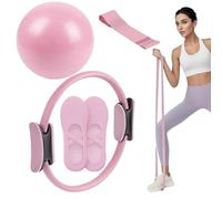 Ensemble bagues Pilates | 4 Pilates Set pour Maison | Anneau pilate Portable Jeu Balle | Équipement Fitness Yoga Stretch Muscle Ball | Bandes résistance & Chaussettes poignée