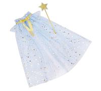 Ensemble baguette étoile et cape transparente pour enfants pour fêtes et photographies, cape en tulle confortable avec bâton magique assorti