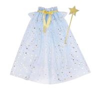 Ensemble baguette étoile et cape transparente pour enfants pour fêtes et photographies, cape en tulle confortable avec bâton magique assorti