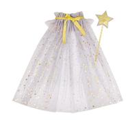 Ensemble baguette étoile et cape transparente pour enfants pour fêtes et photographies, cape en tulle confortable avec bâton magique assorti