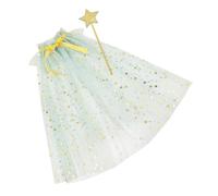 Ensemble baguette étoile et cape transparente pour enfants pour fêtes et photographies, cape en tulle confortable avec bâton magique assorti