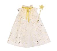Ensemble baguette étoile et cape transparente pour enfants pour fêtes et photographies, cape en tulle confortable avec bâton magique assorti