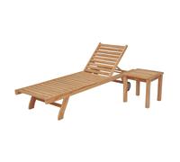 Happy Garden Ensemble bain de soleil Java droit en teck avec table d'appoint