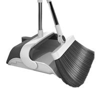 Ensemble Balai et Pelle à Poussière, essuie-glace,Pelle et Balayette, avec Long Manche Réglable, Raclette Intégrée, Gris, 3 pcs