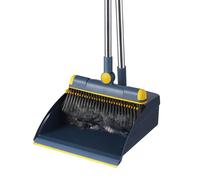 Ensemble balai et pelle à poussière - Noir - Balai vertical avec pelle pour nettoyage des sols - PP + PET - Accessoires ménagers pour cuisine, salon, balcon et garage