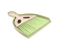 Ensemble balai et pelle de table vert en plastique, brosse fine | Nettoyage silencieux, format léger et mince, rangement facile à suspendre, pour tables et tiroirs