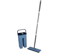 Ensemble Balai et Seau - Nettoyeur de Sol INCL. 2 Chiffons en Microfibre - pour Les sols durs - Rotation à 360° Bleu