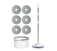 Ensemble balai et seau - Système de nettoyage du sol avec poignée réglable, design de lavage mains libres, bac anti-éclaboussures, outil de séchage | Kit de nettoyage des sols pour carreaux