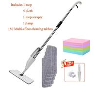Ensemble balai et serpillière à vaporiser avec tampons en microfibre s, balais plats rotatifs secs et humides pour le nettoyage des sols de la maison, outil magique