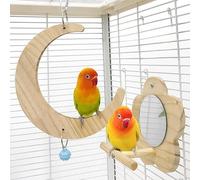 Ensemble balançoire et support de miroir pour perroquet, lune et fleur, jouet Xuan Feng Toy, équipé de clochettes, anneaux pour perroquets de petite et moyenne taille, accessoires de cage à oiseaux