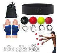 Ensemble Balle Réflexe D'entraînement Boxe Avec Gants, Balle Vitesse Frappe Avec Bandeau, Équipement Boxe Portable Pour Réflexe, Le Timing, La Précision, La Concentration Et La Coordination Œil-main