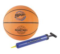 Ensemble ballon de basket et pompe orange et bleu TU