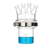 Ensemble Ballon Réaction en Verre Borosilicaté pour Réacteur-4 Col 500ml | Assemblage Complet de Récipient Réaction Verre avec Couvercle Pince Joint