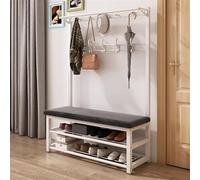 Ensemble banc d'entrée 4 en 1 et porte-manteau, solution de rangement moderne pour manteaux, chapeaux et chaussures, assemblage facile, design élégant, dimensions : 32,8 x 80 x 172 cm (l x L x H)