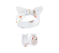 Ensemble bandeau avec gants en coton extensible avec joli nœud pour bébé de 0 à 1 an