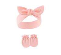 Ensemble bandeau avec gants en coton extensible avec joli nœud pour bébé de 0 à 1 an