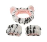 Ensemble Bandeau de Soin Peau Chat Noir en Peluche Bracelets