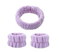 Ensemble bandeau et bracelet pour lavage du visage en microfibre Violet clair 20 x 5,5 cm