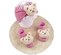 Ensemble bandeau et chaussettes pour nouveau-nés avec bandeau et chaussettes, motif animal de dessin animé, accessoire essentiel pour fête prénatale