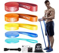 Ensemble Bandes Résistance FitBeast, Bandes Traction 5 Niveaux pour Entraînement Poids Corps, Powerlifting, Prise Masse, Entraînement Maison, Étirement, Étirement avec Ancrage Porte (5-100 LBS)