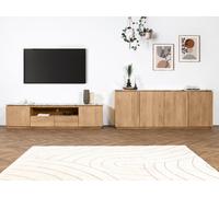 Ensemble BARBARA avec buffet 200 cm + meuble TV 200 cm bois massif de manguier et terrazzo BOBOCHIC Marron clair