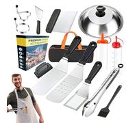 Ensemble Barbecue d'Extérieur - Ensemble D'Outils De Cuisson Extérieure Résistants - 14 Pièces en Acier Inoxydable Robuste pour Jardin Camping Extérieur - Brochettes Légumes Crevettes et Viandes