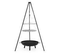 Ensemble barbecue - SPRINGOS - Gril suspendu 50 cm - Brasero sur trépied - Acier thermolaqué - Noir