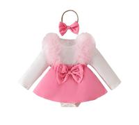 Ensemble Barboteuse à Manches Longues en Dentelle pour Nouveau-né, Body, Robe et Bandeaux