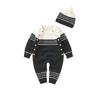 Ensemble barboteuse en tricot avec boutons latéraux et bonnet à pompon Fair