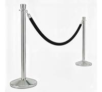 Ensemble barrière et poteaux de corde haut de gamme - Poteaux en acier inoxydable avec corde en velours de 1,5 m et base en béton, barrière VIP pour la gestion des files d'attente, tapis rouges, hôtel