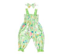 Ensemble Bébé Fille 2 Pièces Bretelles Dentelle Bloomer Grenouillere Taille Élastique Confort Toutes Saisons Tenue Décontractée(Green, 9-12 Mois)