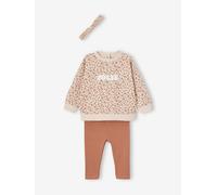 Ensemble bébé fille 3 pièces sweat + legging + bandeau personnalisable léopard 9M(71CM)