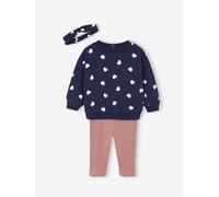 VERTBAUDET Ensemble Sweat + Legging + Bandeau bébé Fille Marine 3M(60CM)