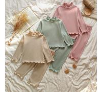 Ensemble bébé fille automne multi-pièces : Top à col montant, manches longues, simple et polyvalent, assorti à un pantalon décontracté, simple et . Convient pour les loisirs à la maison, les sorties q