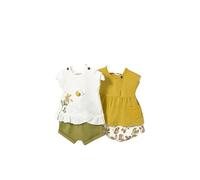 Ensemble bébé fille - Cadeaux originaux pour nouveau-nés - Ensemble première mise 4 pièces - Deux t-shirts manches courtes et deux bermudas - Vêtements pour bébé de 3 mois à 18 mois, Olive, 3 mois