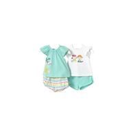 Ensemble bébé fille - Cadeaux originaux pour nouveau-nés - Ensemble première mise 4 pièces - Deux t-shirts manches courtes et deux bermudas - Vêtements pour bébé de 3 mois à 18 mois, Sirène, 18 mois